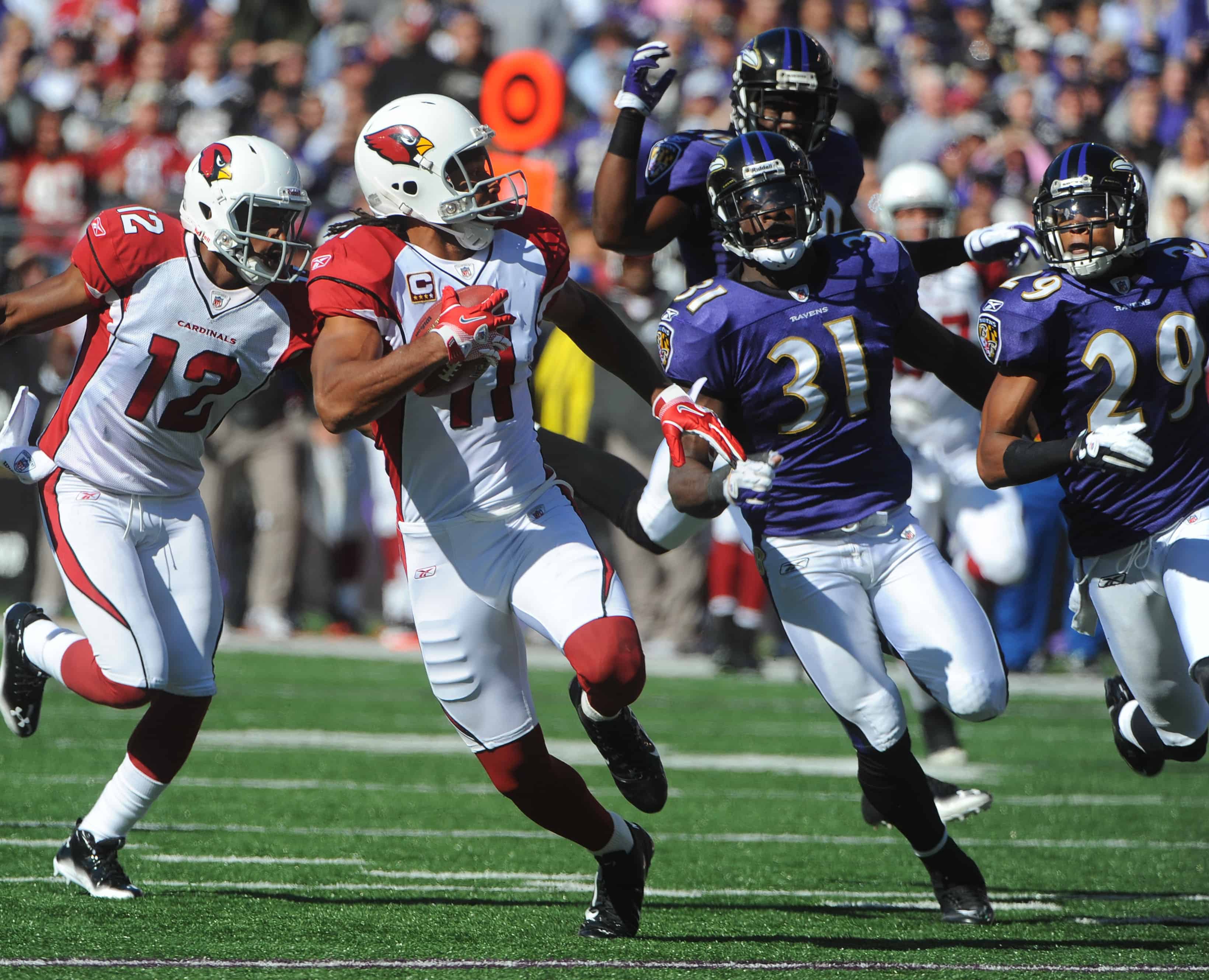 Larry Fitzgerald catches pass against Ravens