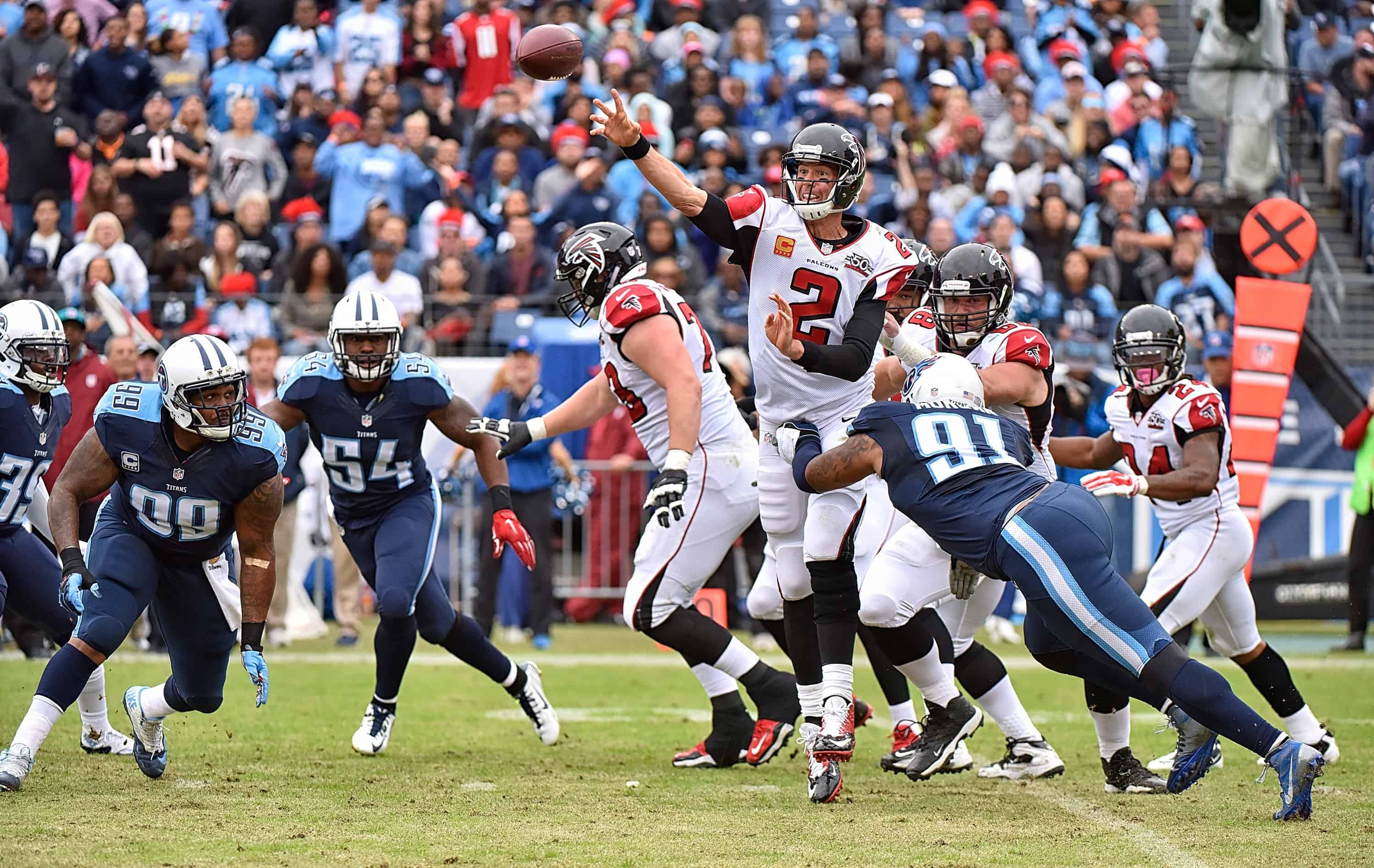 Falcons QB Matt Ryan passes against the Titans