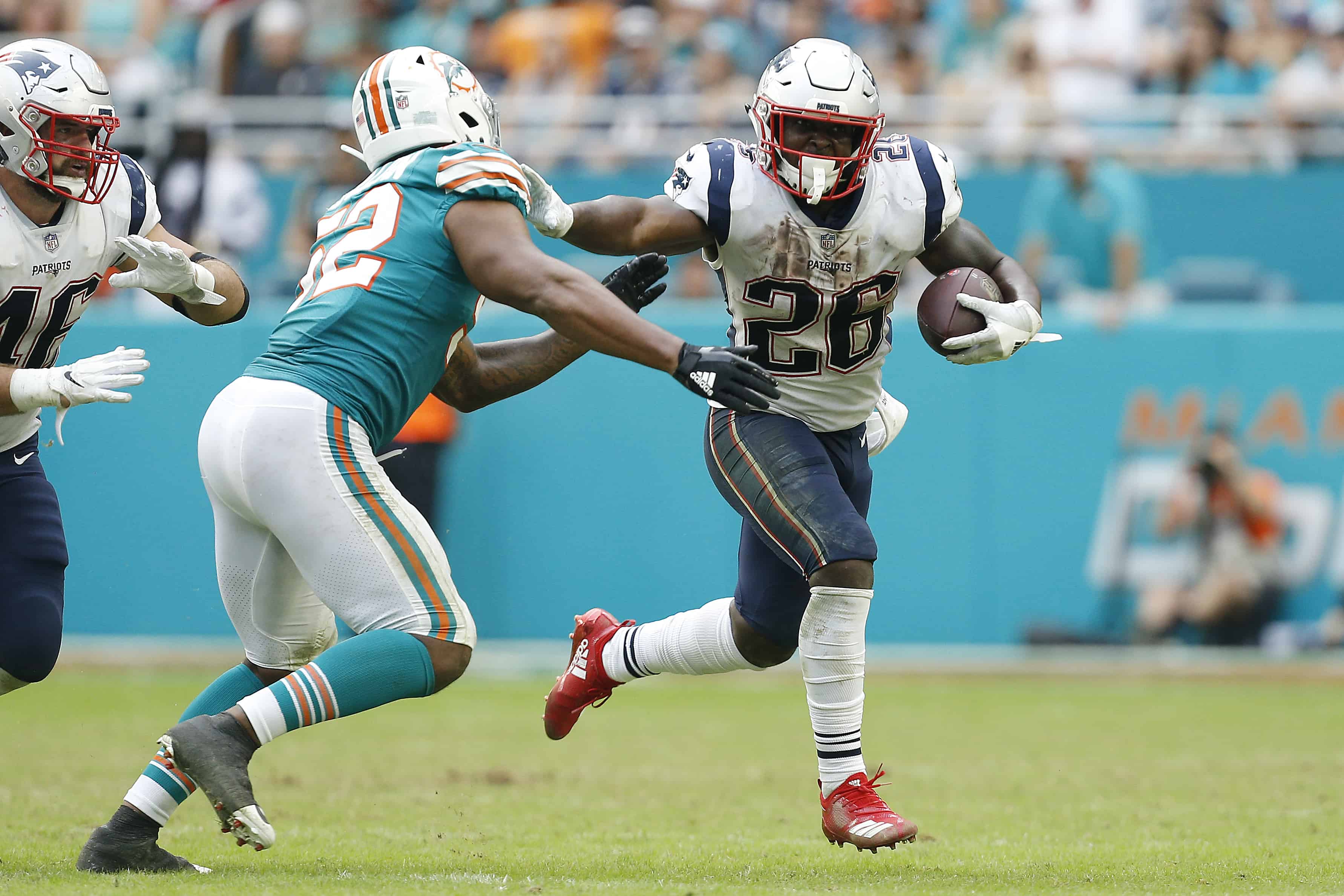 Sony Michel breaks tackle vs Dolphins
