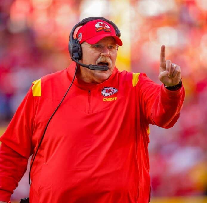 Andy Reid coaches against the Bills