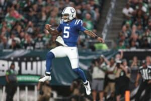 Anthony Richardson celebrates in preseason.