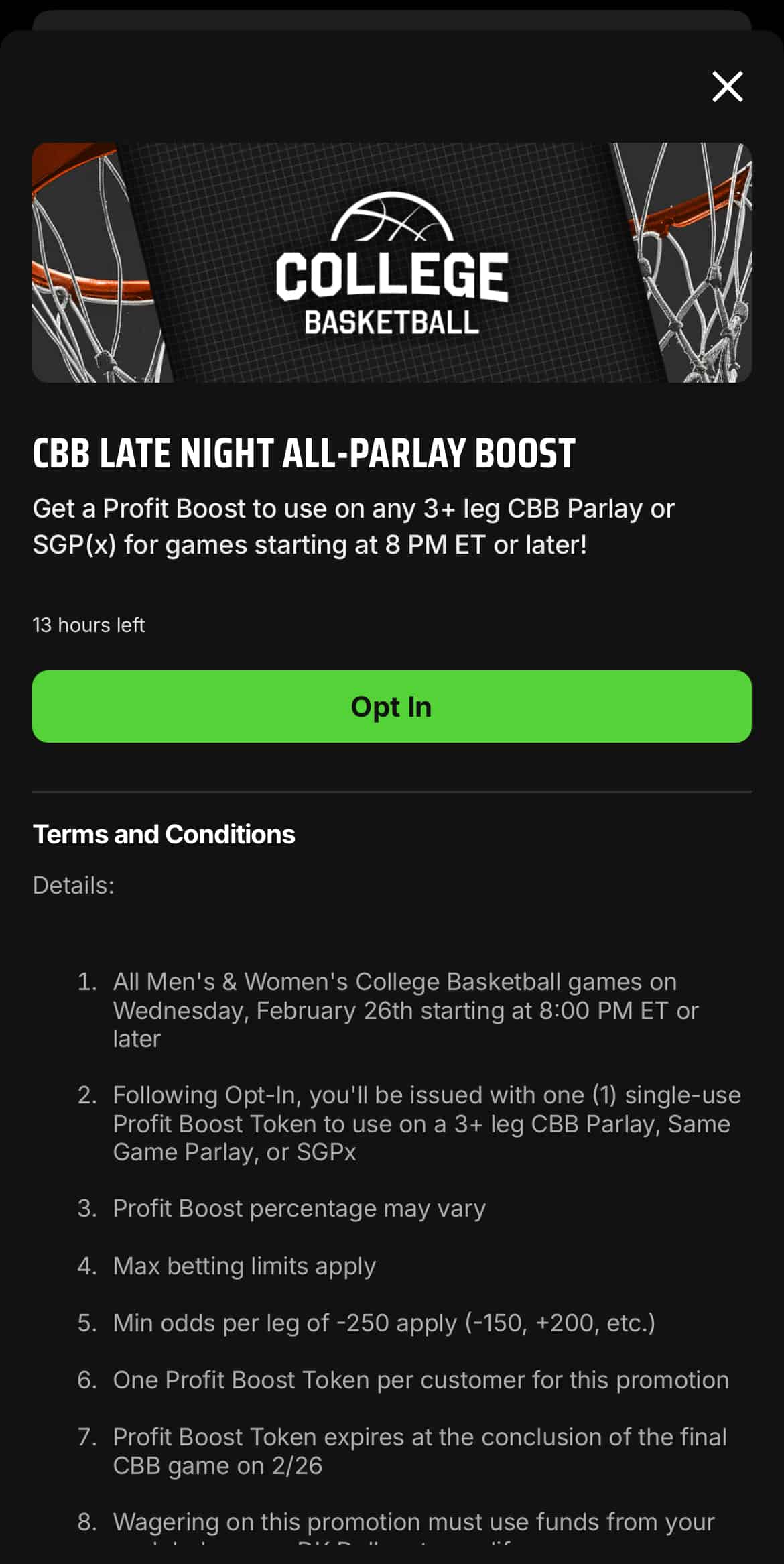 Parlay boost at DraftKings Sportsbook.
