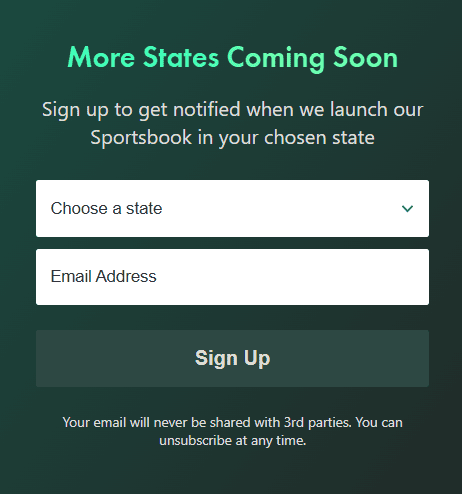 enter your email to be notified when bet365 comes to your state