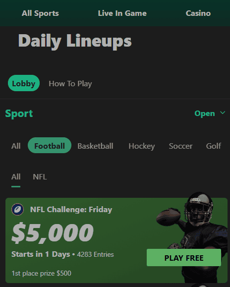 Bet365 fantasy sports daily lineups