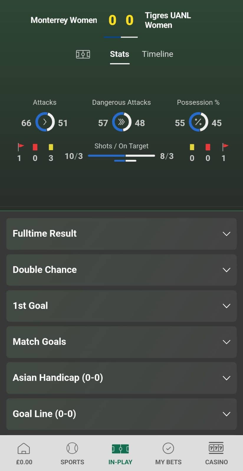 stats center for live betting on bet365 matches