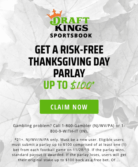 Image of the DraftKings Thanksgiving promo for new customers.