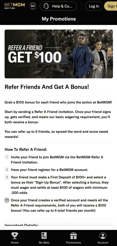 Betmgm refer a friend bonus