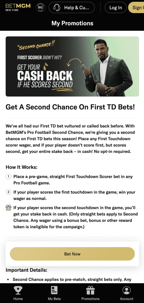 Betmgm promotions: second chacne bet