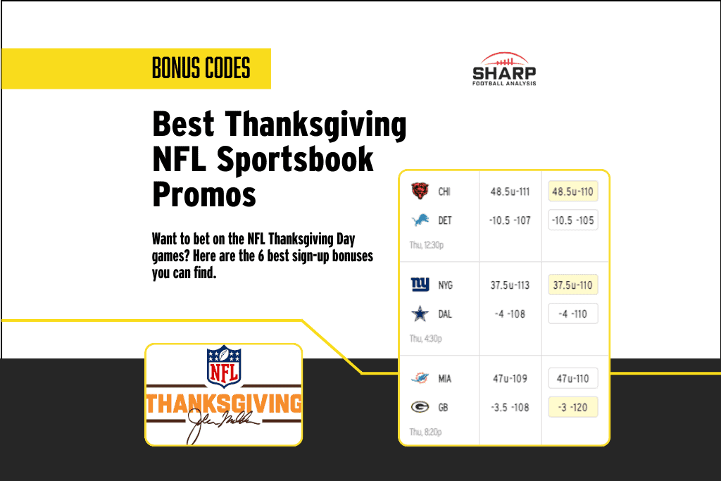 Featured image for top Thanksgiving NFL promos from leading sportsbooks.