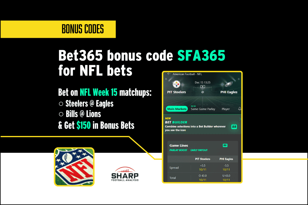 Bet365 bonus code for NFL Week 15 - SFA365