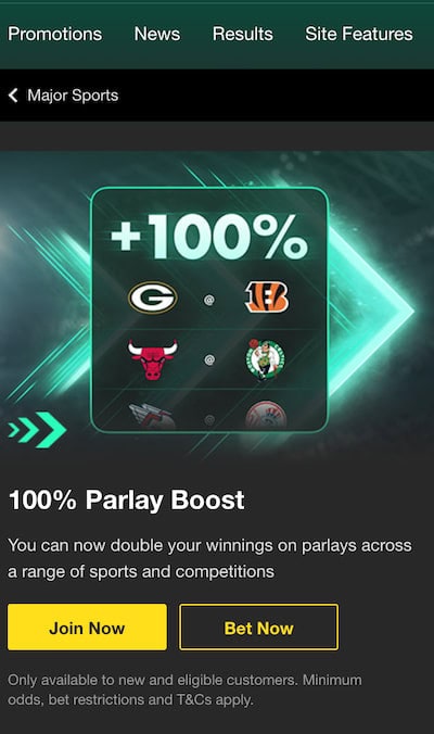 Bet365 Parlay Boost promo