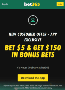 bet365 app get 150 dollars