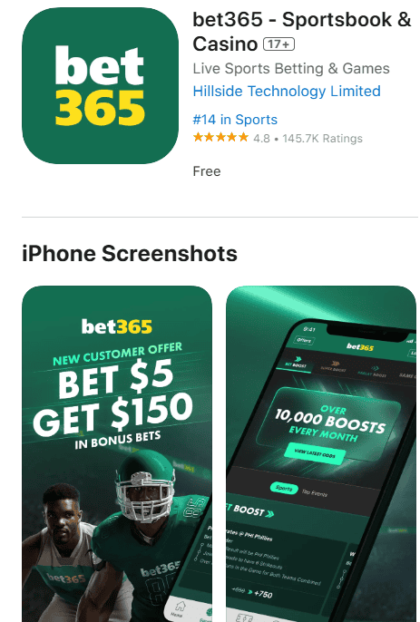 bet365 app download ios for bonus offer of $150