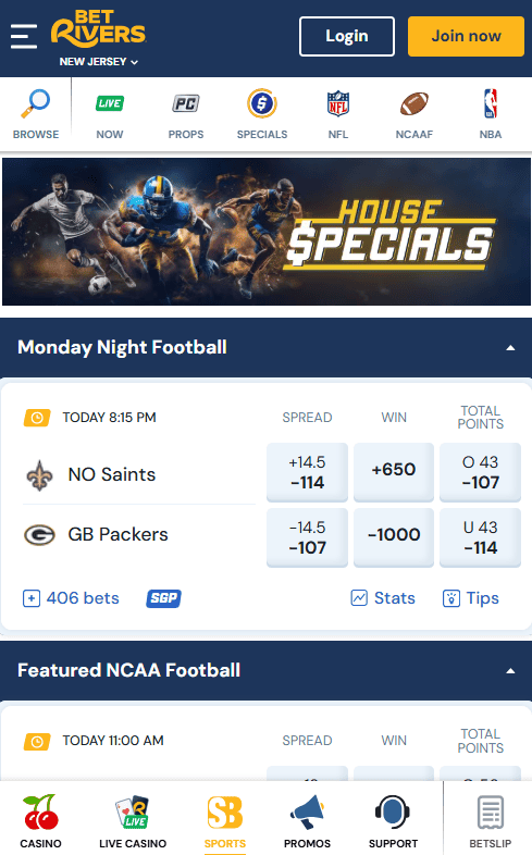 NFL monday night football bets