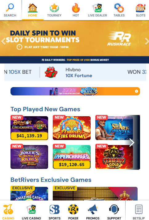betrivers casino legal states