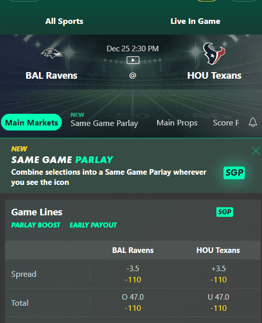 NFL ravens vs texans