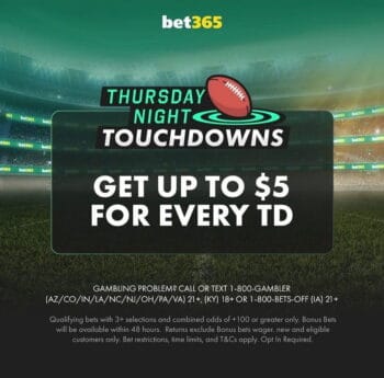 A Bet365 promotion for Thursday Night Football games.