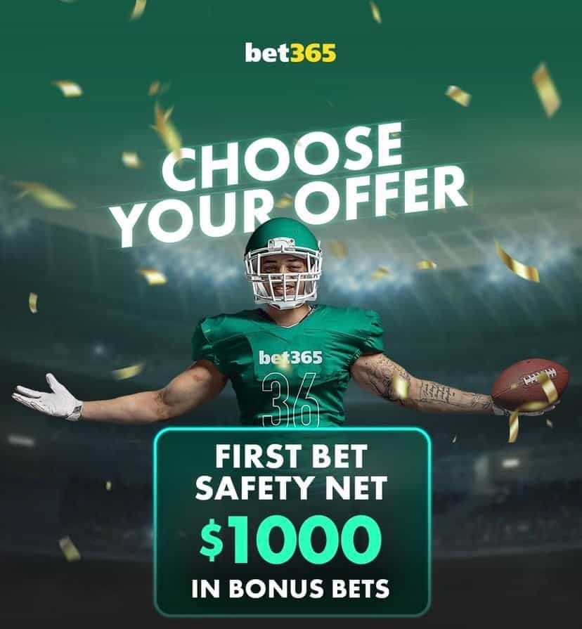 Bet365 bonus code offer for $1,000 first bet safety net.