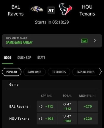 Line of an NFL game