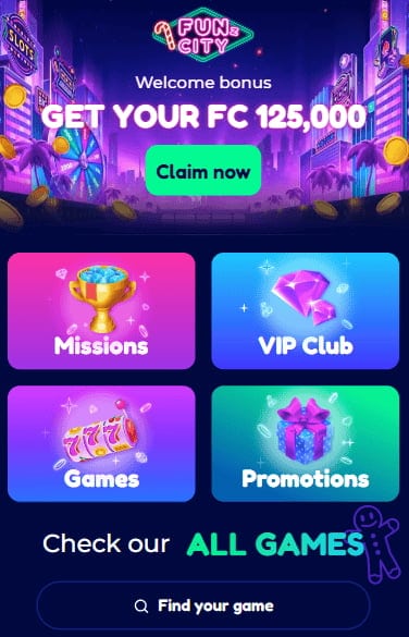 Sweepstakes welcome bonus at FunzCity