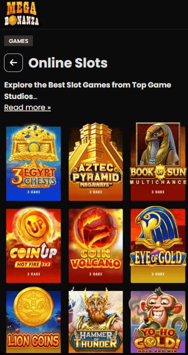 Sweepstakes slots at Mega Bonanza