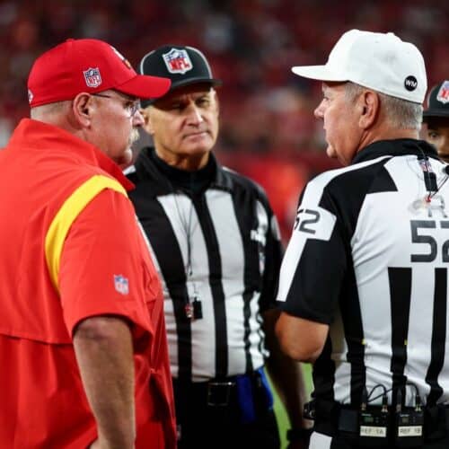 Andy Reid talks to Refs