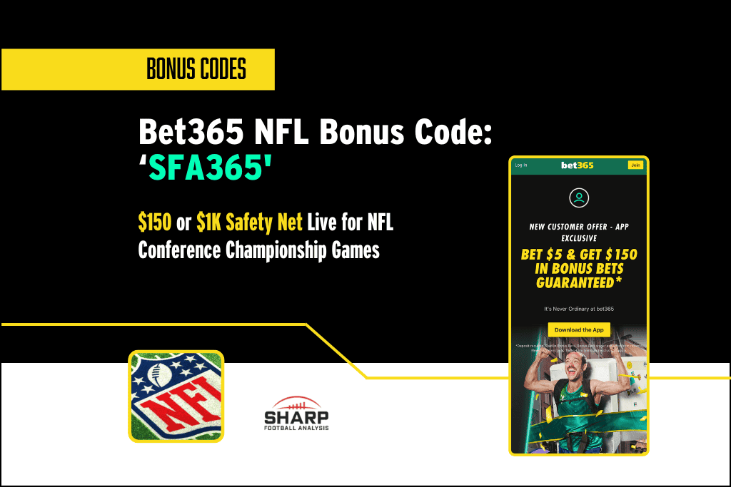 Bet365 bonus code sfa365 choose between $150 or $1k safety net for nfl championship games