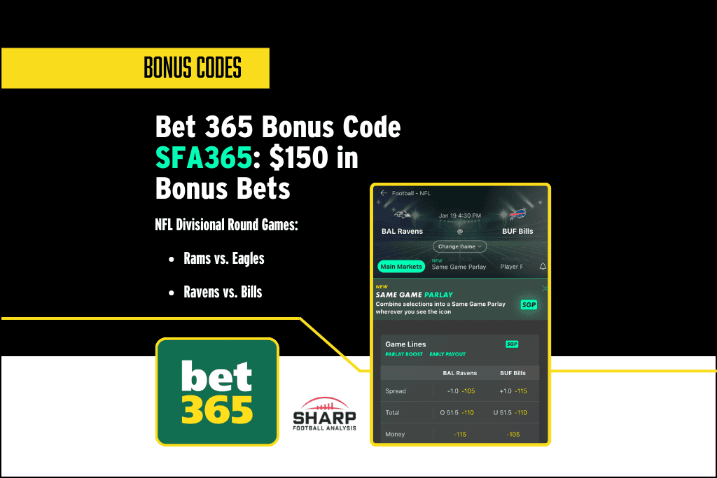 NFL Divisional Round bet365 bonus code for SGP and bonus bets.