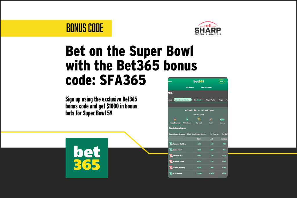Bet365 bonus code SFA365 for super bowl lix