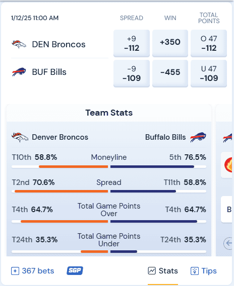 NFL Denver Broncos vs. Buffalo Bills odds and stats on betrivers