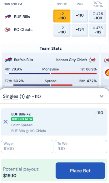 betrivers betslip example NFL bet