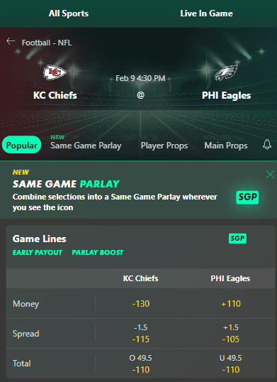 bet365 super bowl betting odds