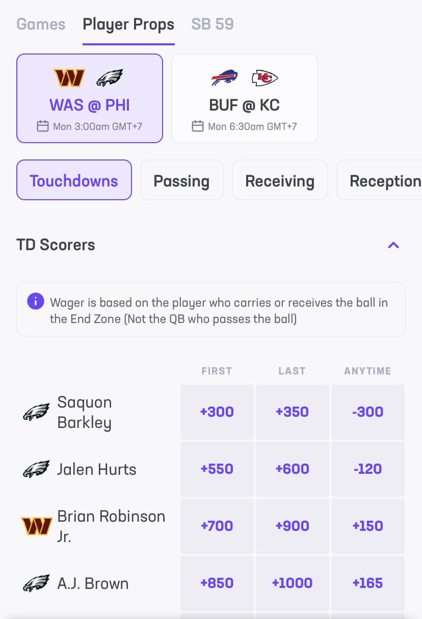 Hard Rock Bet mobile app: different bet types and parlays.