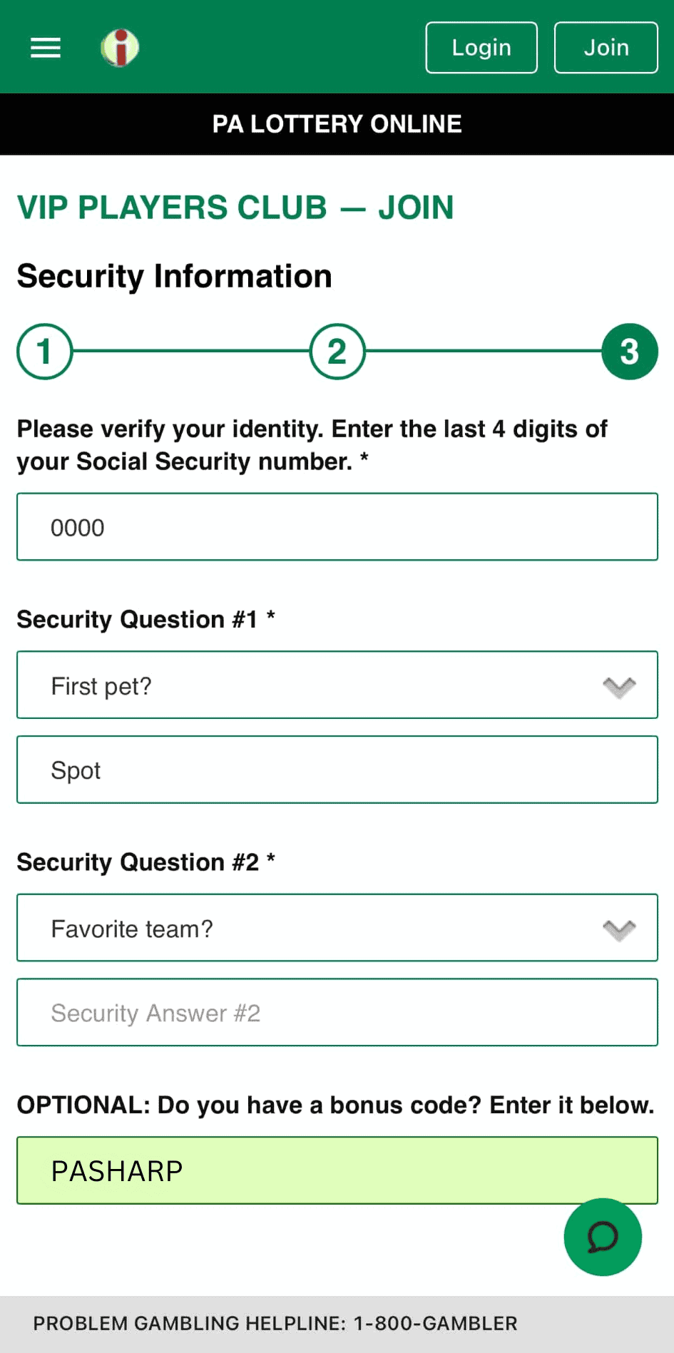 PA Lottery sign up and bonus code.