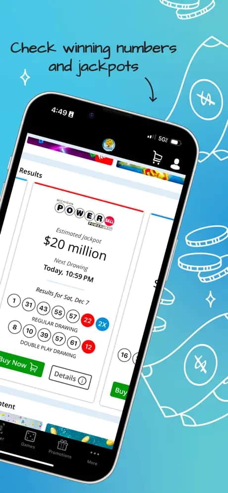Check winning numbers on the Michigan Lottery mobile app