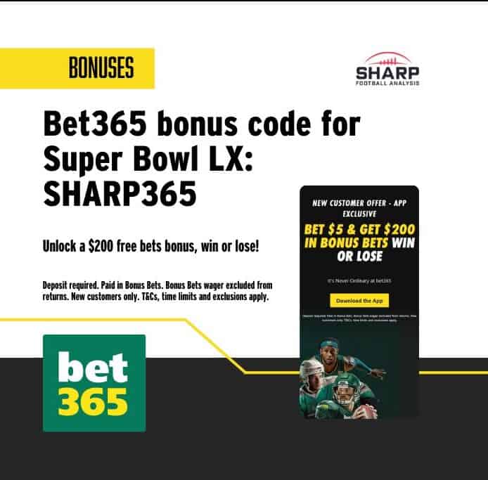 Bet365 Super Bowl bonus code SHARP365