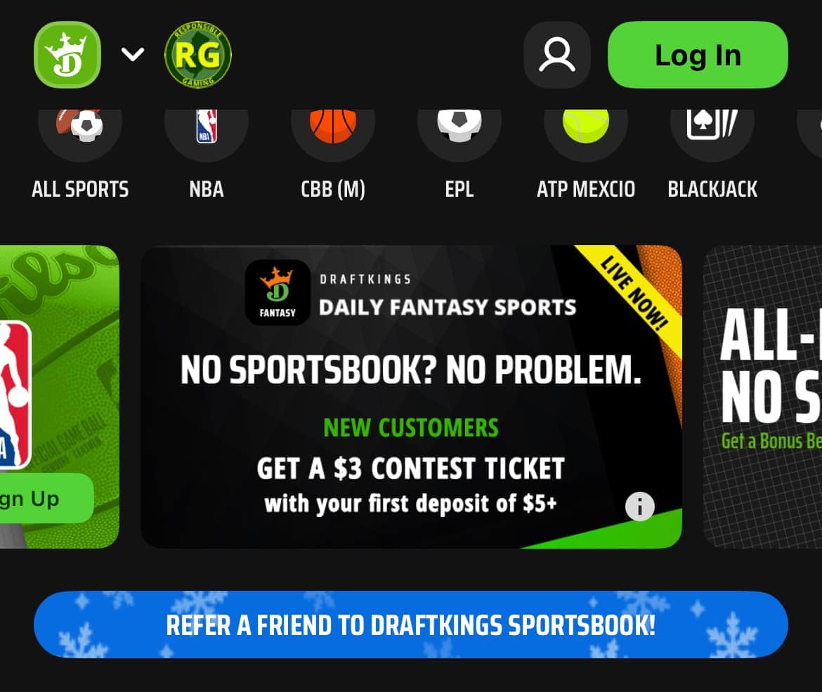 DraftKings DFS offer in app