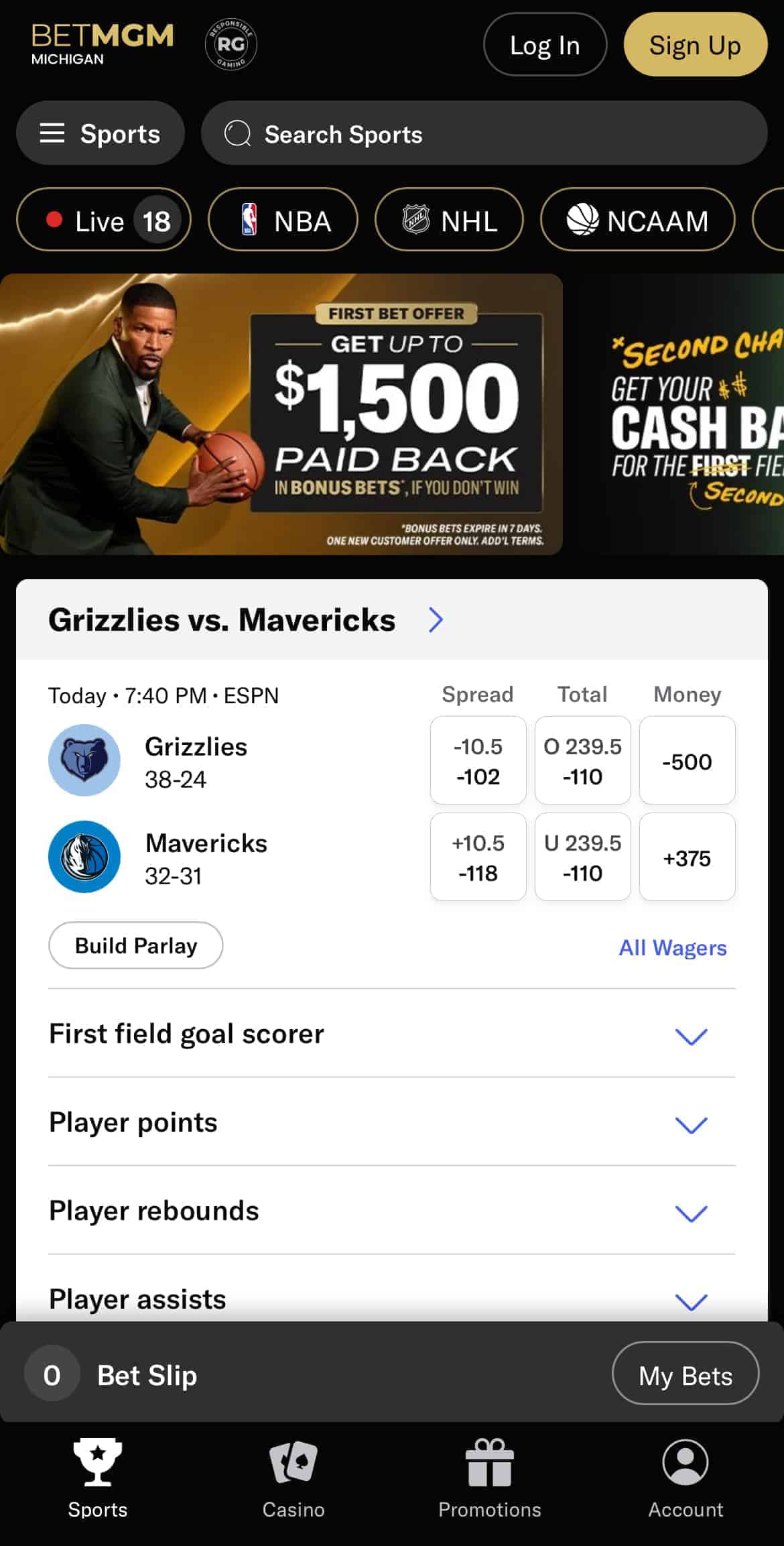BetMGM Michigan bonus offer