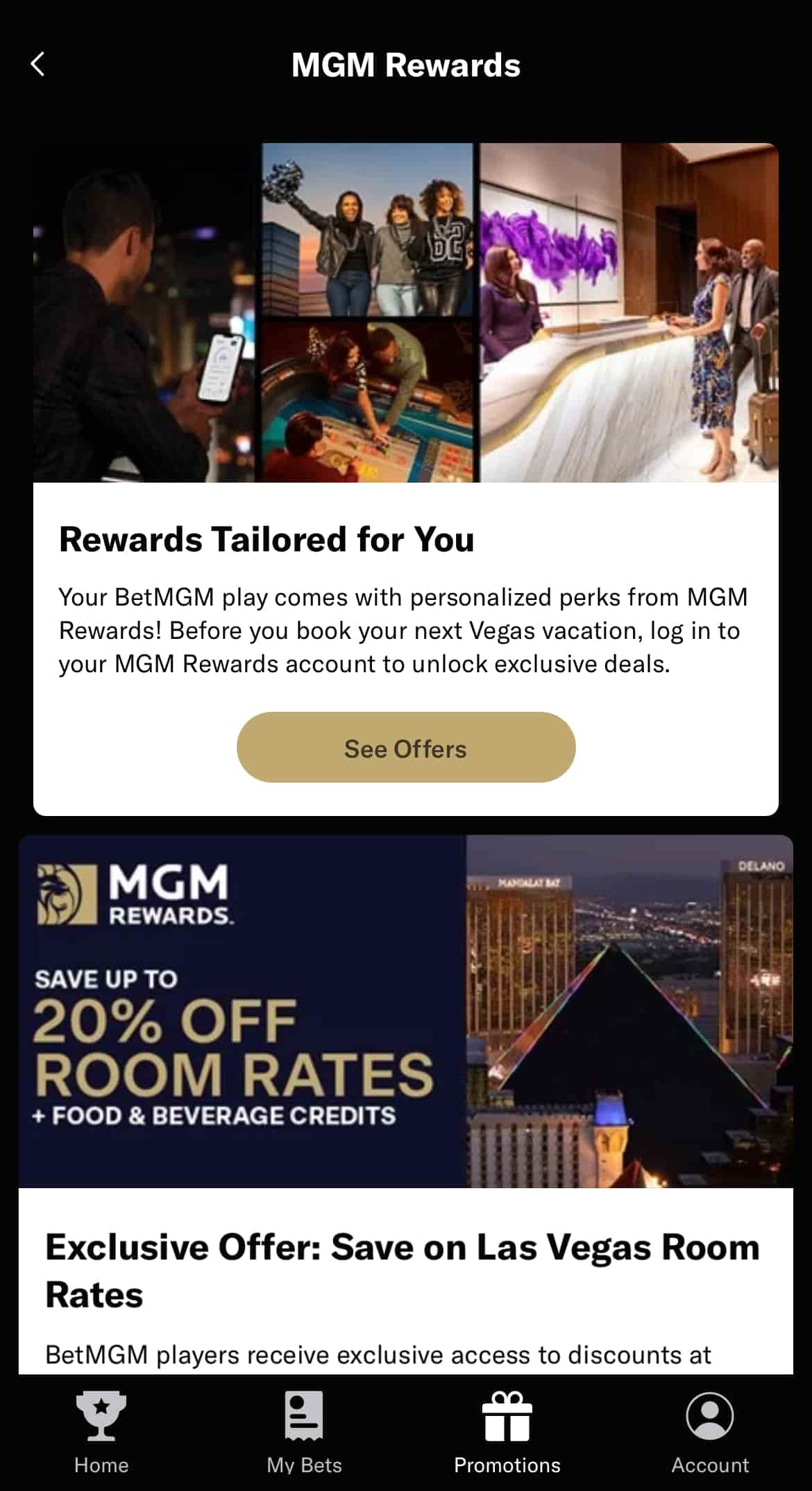BetMGM Rewards in the app