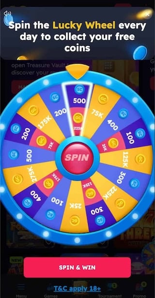The Lucky Wheel daily promo at NoLimitCoins social casino