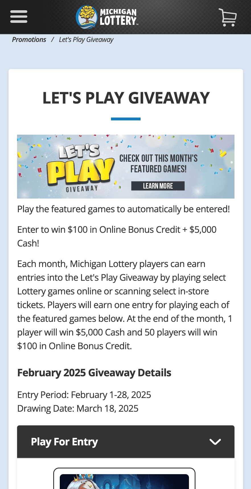 michigan online lottery promos