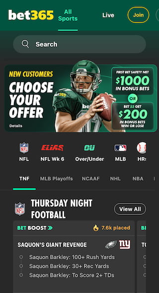Bet365 NFL app