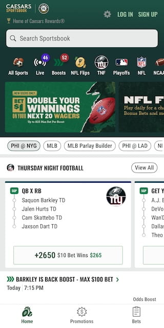 Caesars Sportsbook nfl app