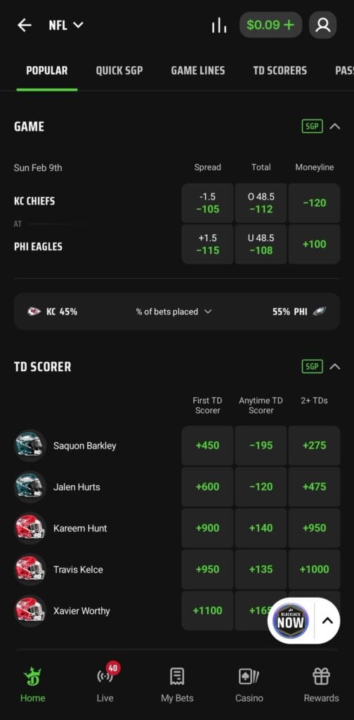 DraftKings Super Bowl Promo
