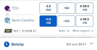 North Carolina vs. TCU college football bet at FanDuel NC