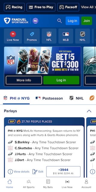 FanDuel NFL betting app