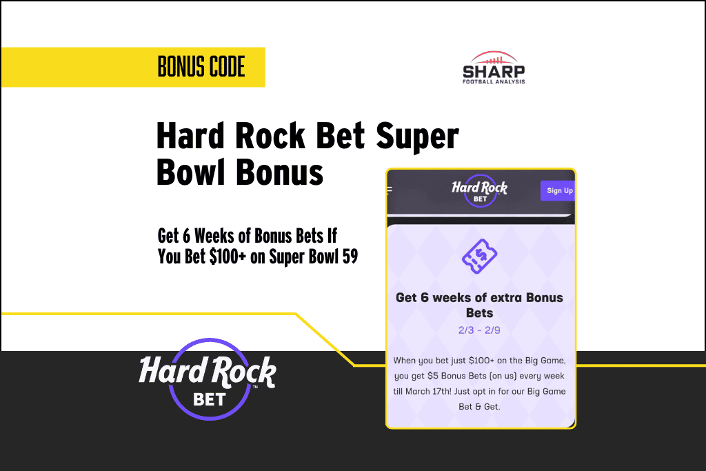 Hard Rock Bet Super Bowl Promo: 6 Weeks of Bonus Bets If You Bet $100+ on Super Bowl 59