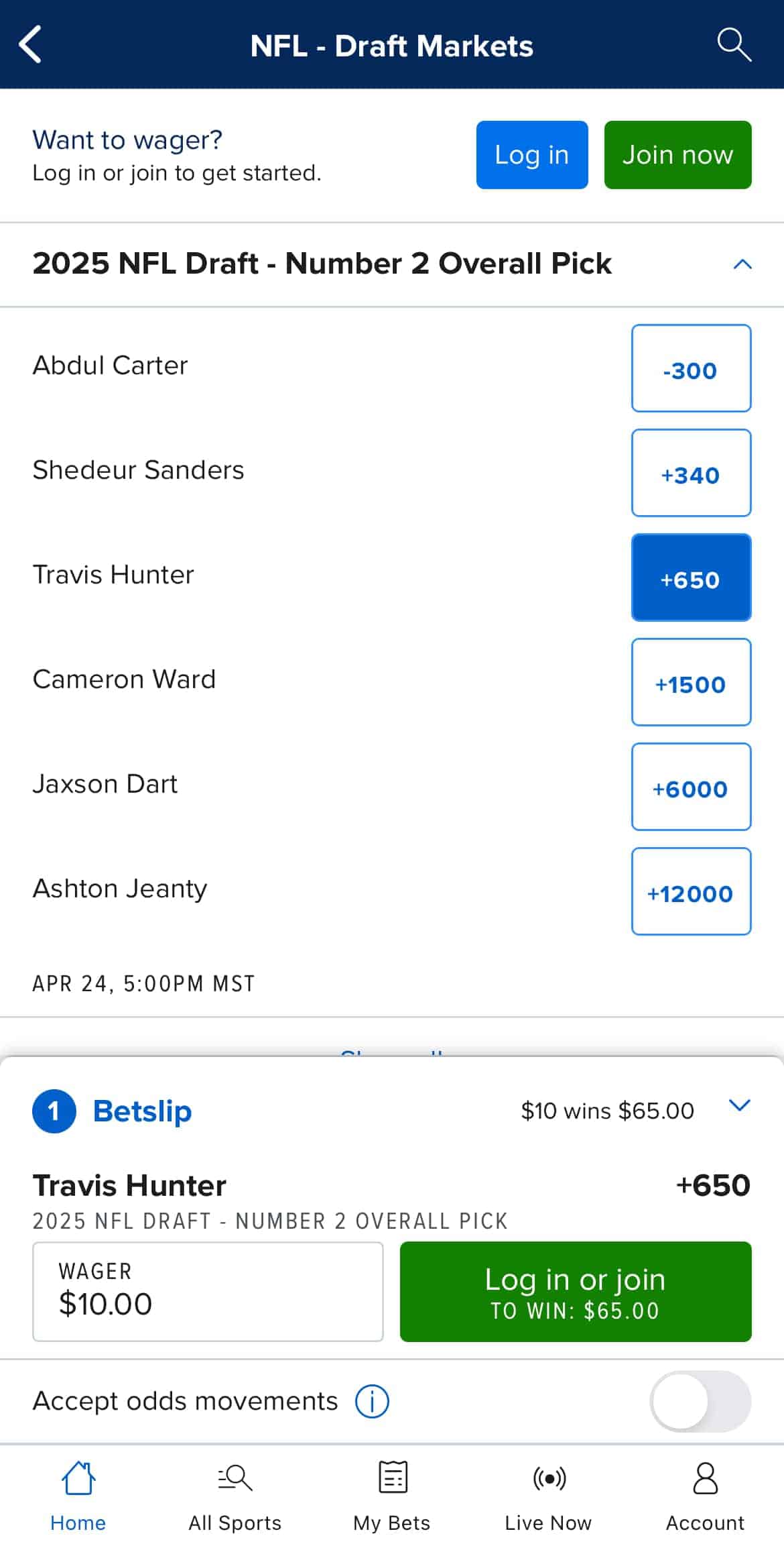 FanDuel NFL Draft Betting