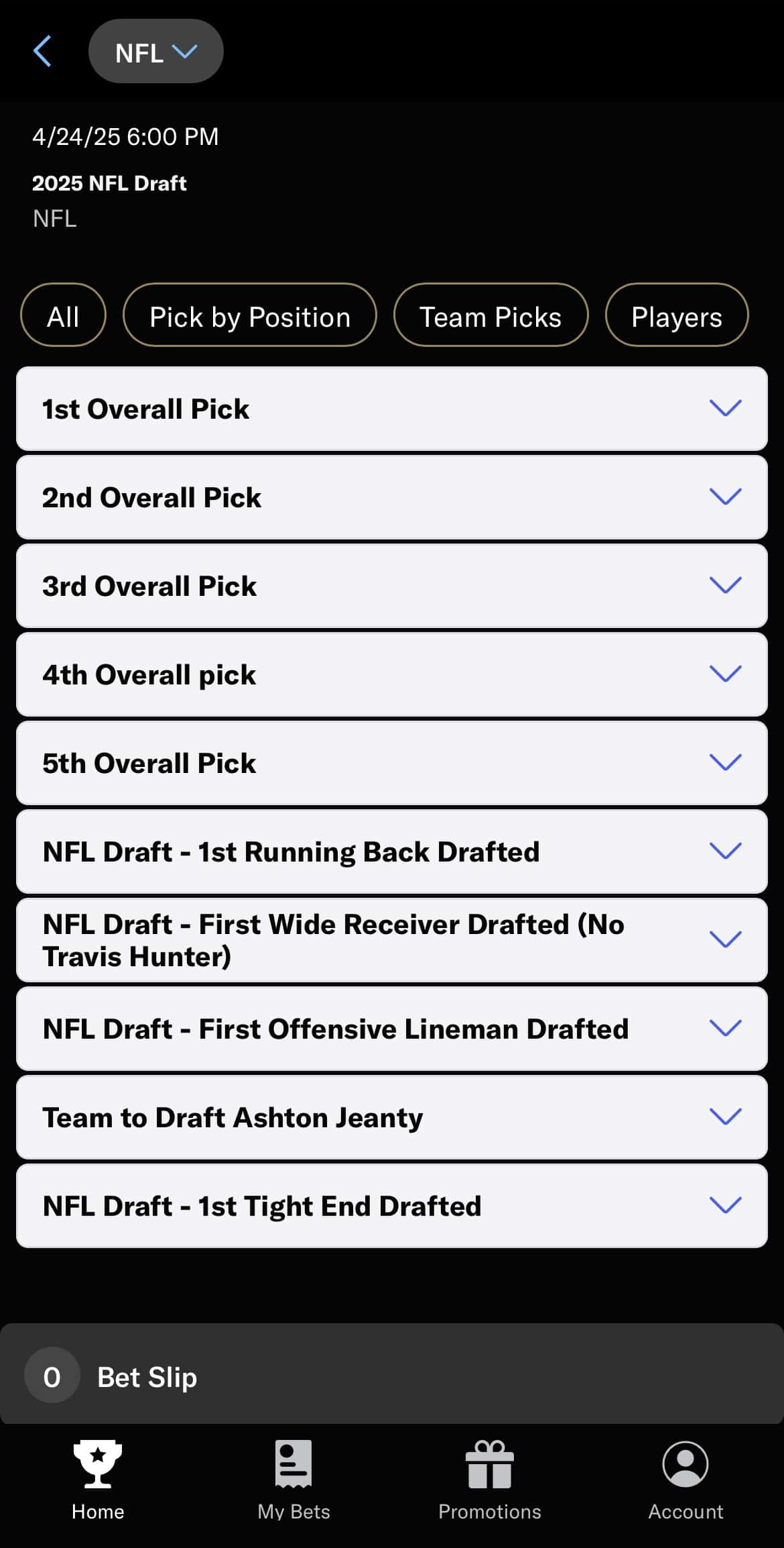 BetMGM NFL Draft betting markets, props, and specials.