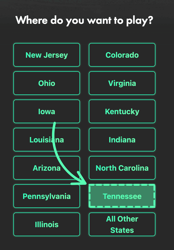 Bet365 Tennessee selection 